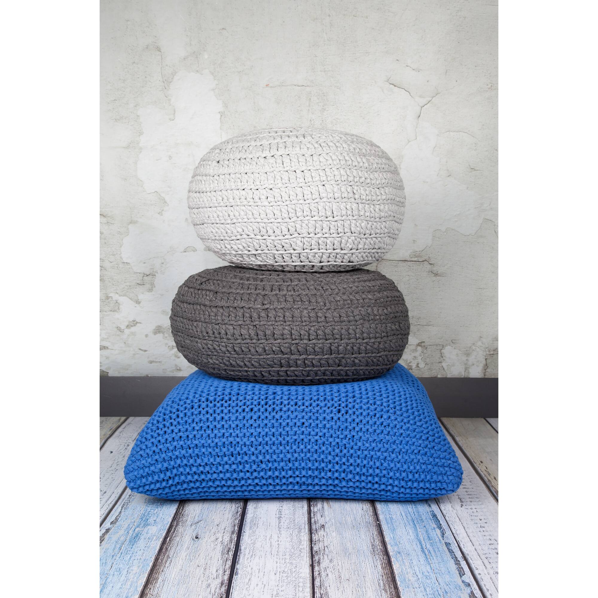 Hoooked Sailor Blue Knit & Crochet Pouf Kit